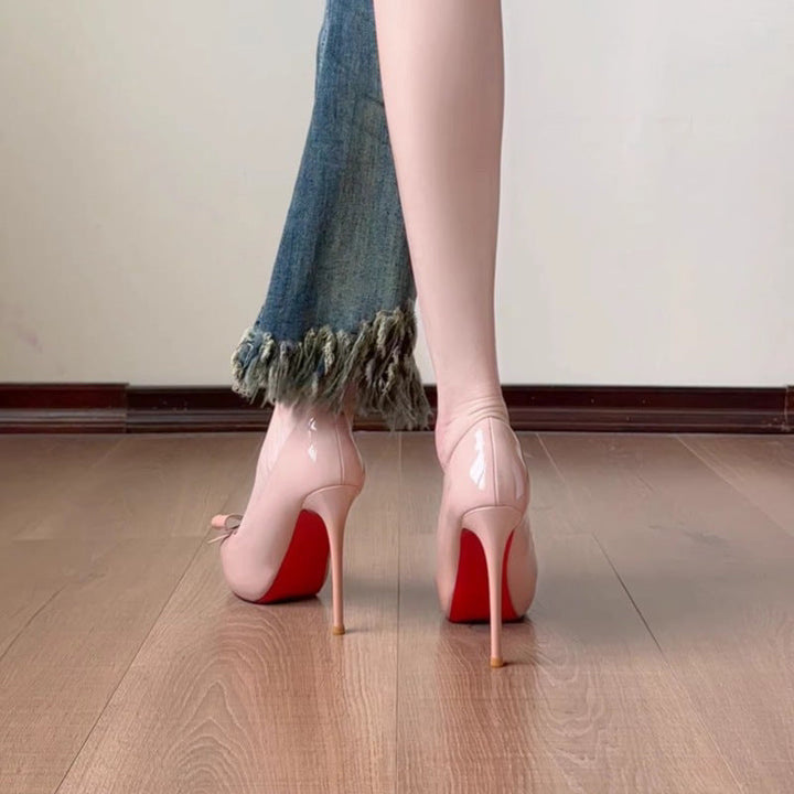 Damen offene High Heel Pumps mit eleganter Schleifenverzierung Drune