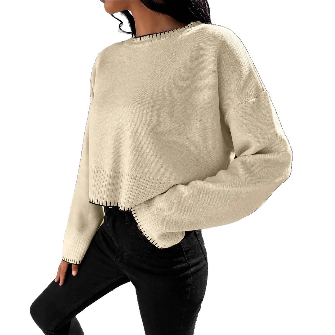 Damen Modischer Pullover mit asymmetrischen Kanten und strukturiertem Design Drune