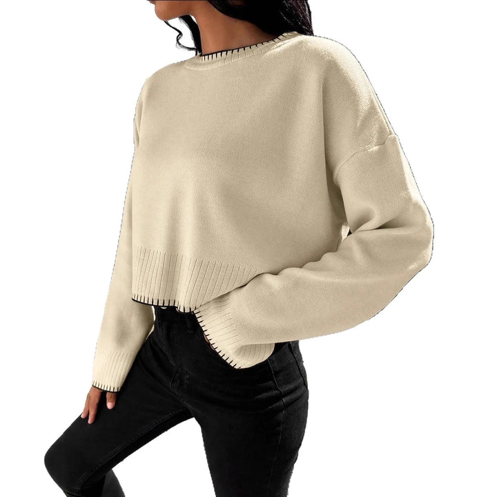 Damen Modischer Pullover mit asymmetrischen Kanten und strukturiertem Design Drune