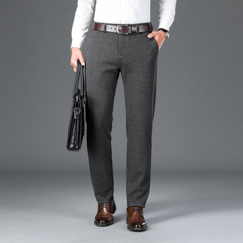 Herren Elegante Stretch-Wolloptik-Hose mit geradem Schnitt und elastischem Bund Drune