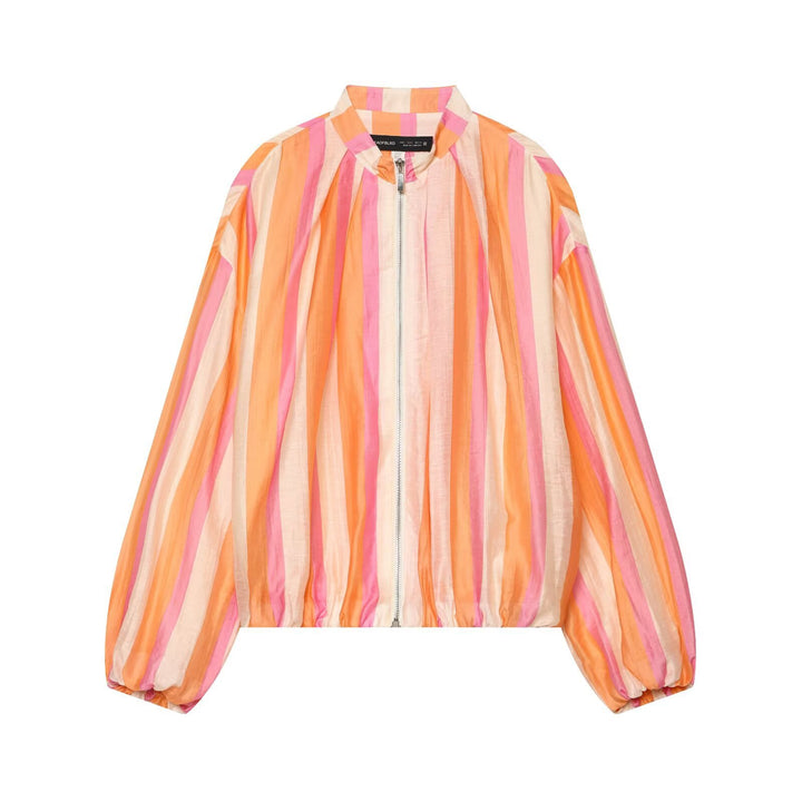 Damen leichte transparente Oversize-Blousonjacke mit Ballonärmeln Drune