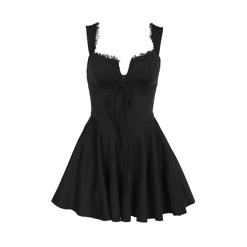 Damen verspieltes Mini-Kleid mit Rüschen und Schleifendetails Drune