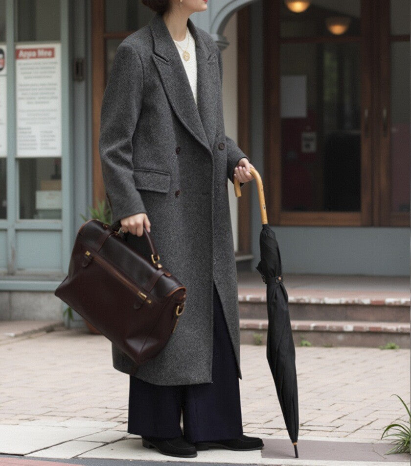 Damen Elegante und moderne Wool Trenchcoat Drune