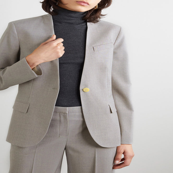 Damen Maßgeschneiderter Hosenanzug mit weitem Bein und einreihigem Blazer Drune