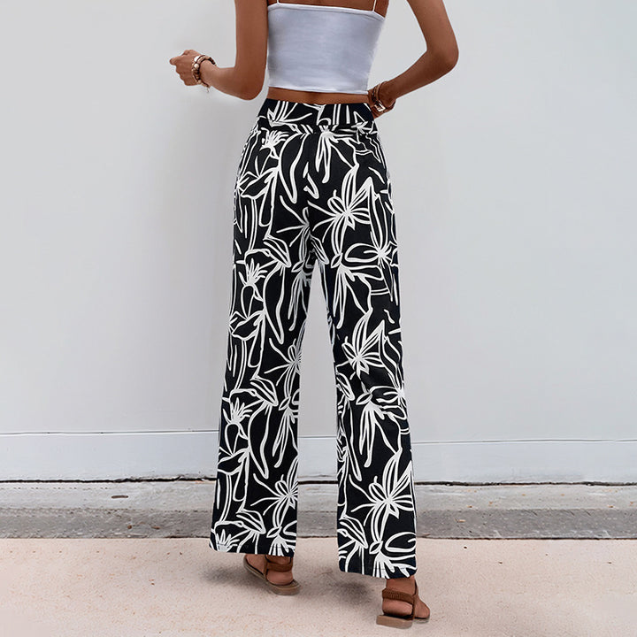 Damen Hochtaillierte Weite Hose mit floralem Muster Drune