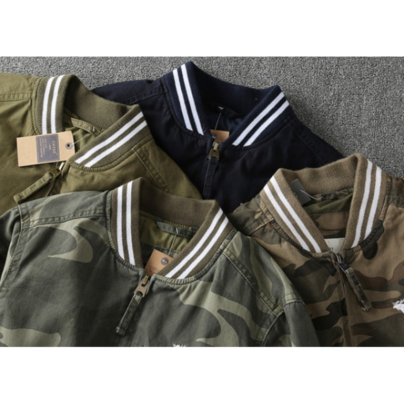 Herren Militärische Bomberjacke mit stylischem Camouflage-Muster Drune