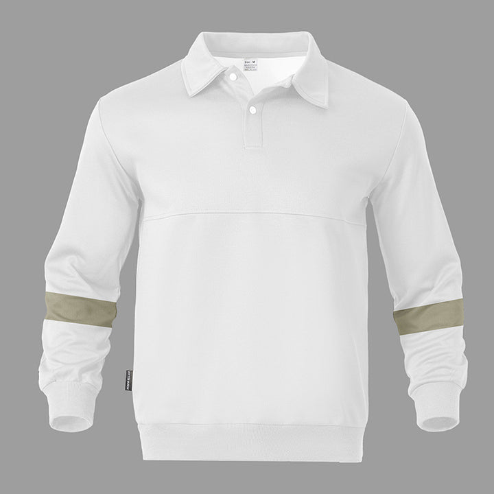 Herren Relaxed Polo-Sweatshirt mit Druckknopf-Blende und Kontrastarmdetails Drune