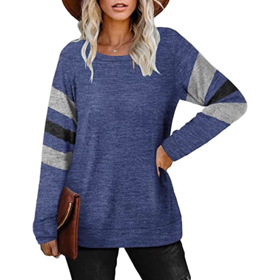 Damen lässiges Langarmshirt mit kontrastierenden Ärmeldetails Drune