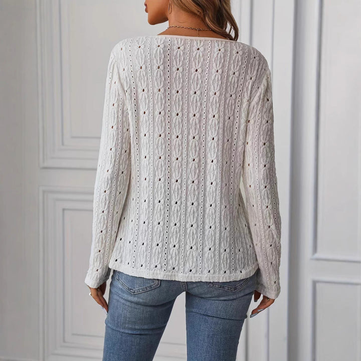Drune | Langarm Strickjacquard Knopfoberteil