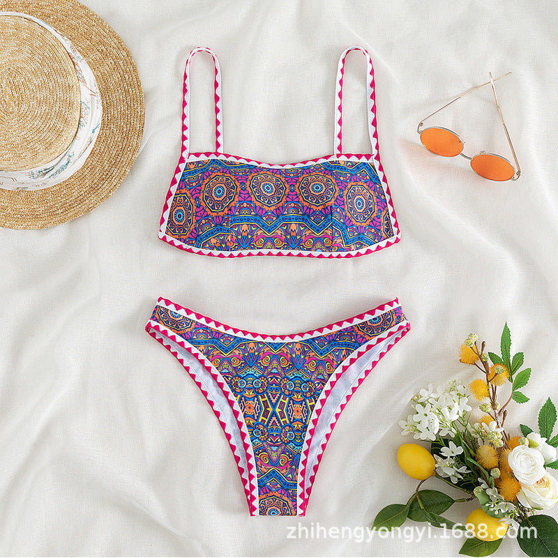 Damen Bandeau-Bikini mit trendy ethnic-muster Drune