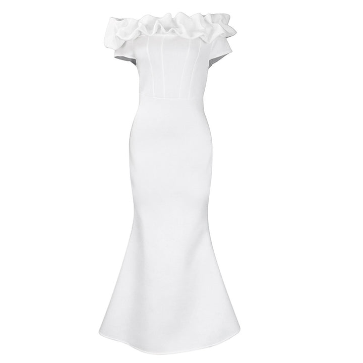 Damen Elegantes Wickelkleid mit voluminösem Kragen Drune