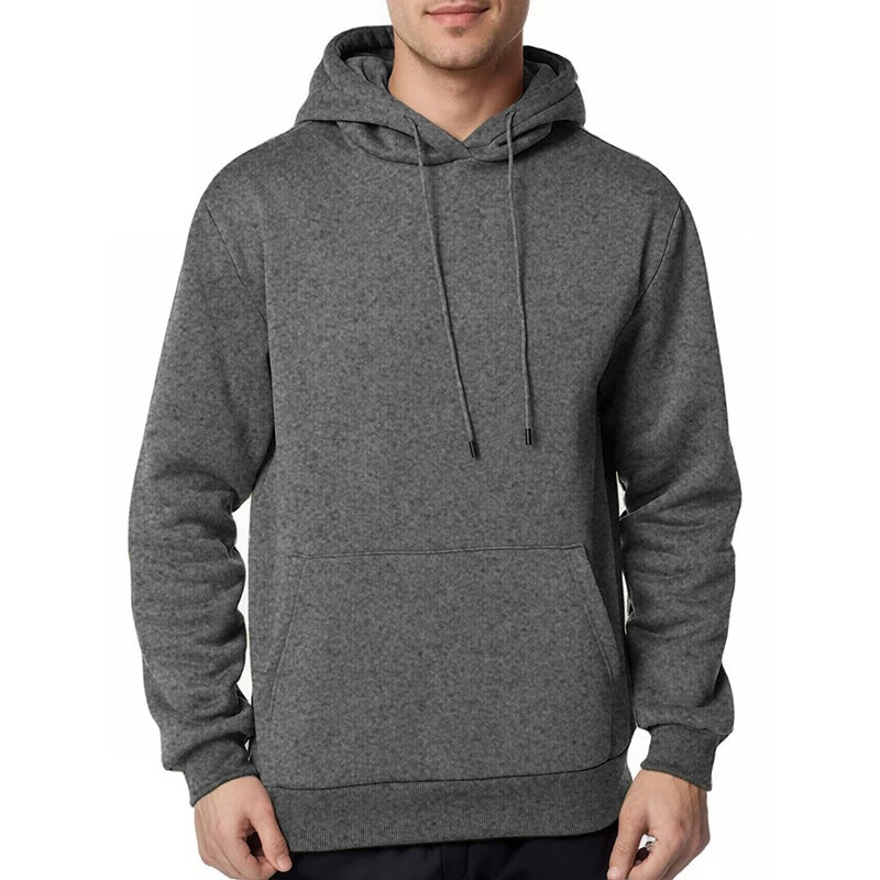 Herren nan minimalistischer Kapuzenpullover mit weichem Fleece-Innenfutter und Kängurutasche Drune