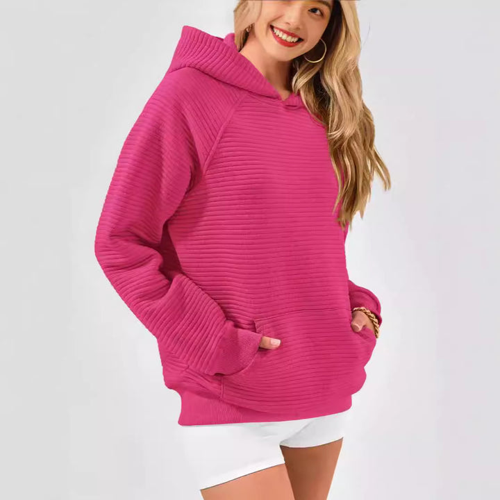 Damen modischer Kapuzenpullover mit strukturiertem Oberflächenmuster Drune