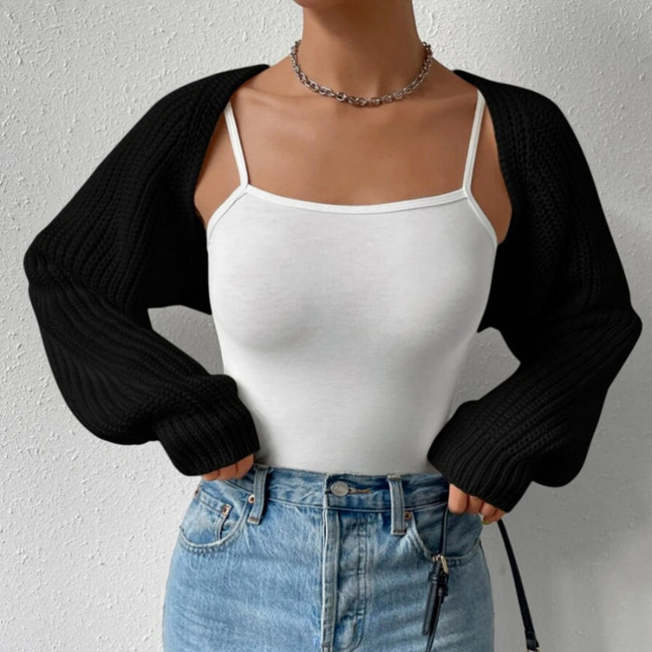 Damen Strickjacke mit strukturierter Textur und weiten Ärmeln Drune