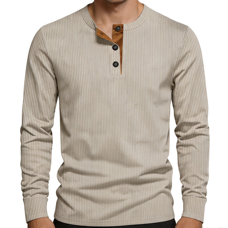 Herren Thermo-Ripp-Langarm-Henleyshirt mit Knopfleiste Drune