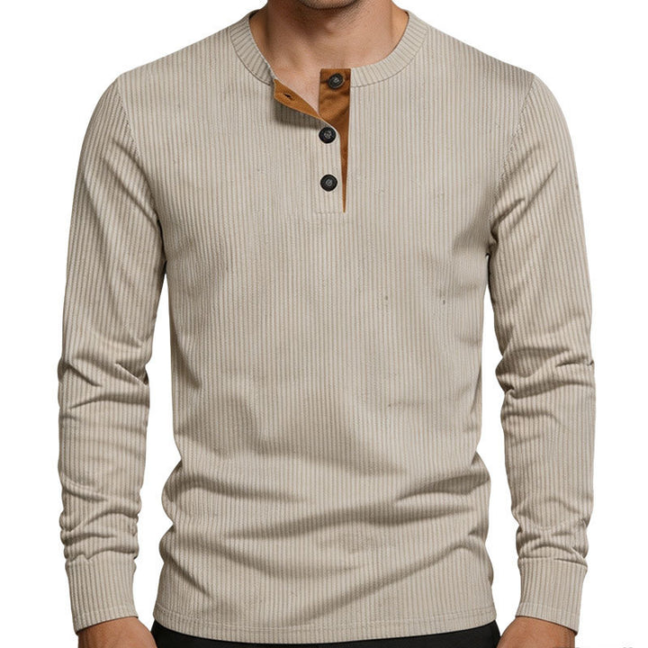 Herren Thermo-Ripp-Langarm-Henleyshirt mit Knopfleiste Drune