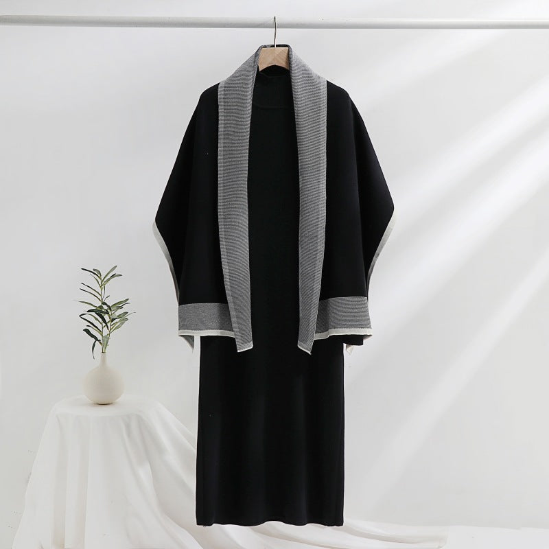 Damen Strickkleid mit drapierter Strickjacke Drune