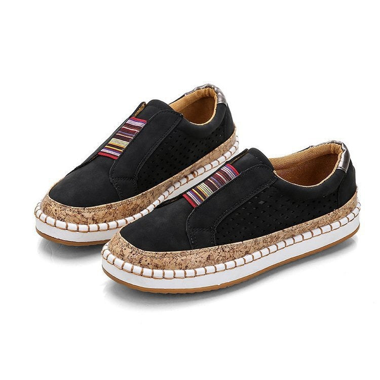 Damen Komfort-Slip-On-Sneaker aus Veloursleder mit elastischem Mehrstreifen-Dehnband und geflochtenem Espadrille-Detail Drune