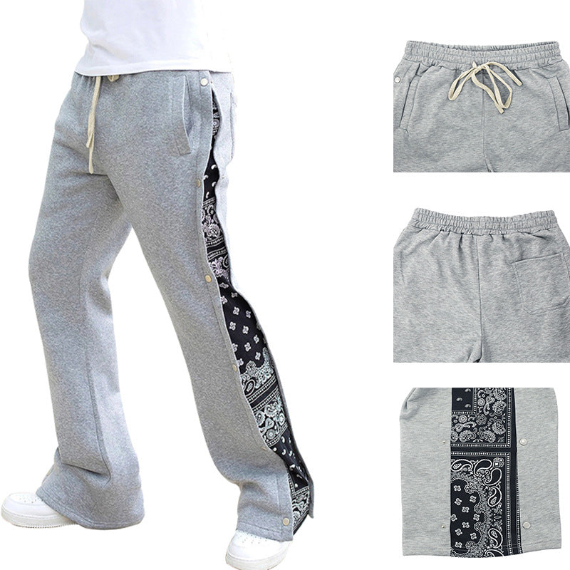Damen nan Jogginghose mit seitlichen Druckknopfschlitzen und Paisley-Einsatz Drune