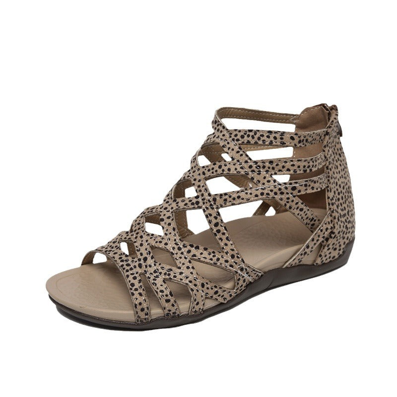 Damen  Riemchen-Sandalen mit geflochtenem Gitterdesign, gepolstertem Komfortfußbett und praktischem Fersenreißverschluss Drune