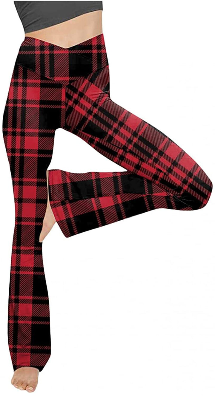 Damen nan taillenhohe Yogahose mit überkreuztem Bund und ausgestelltem Saum mit Schlitz Drune