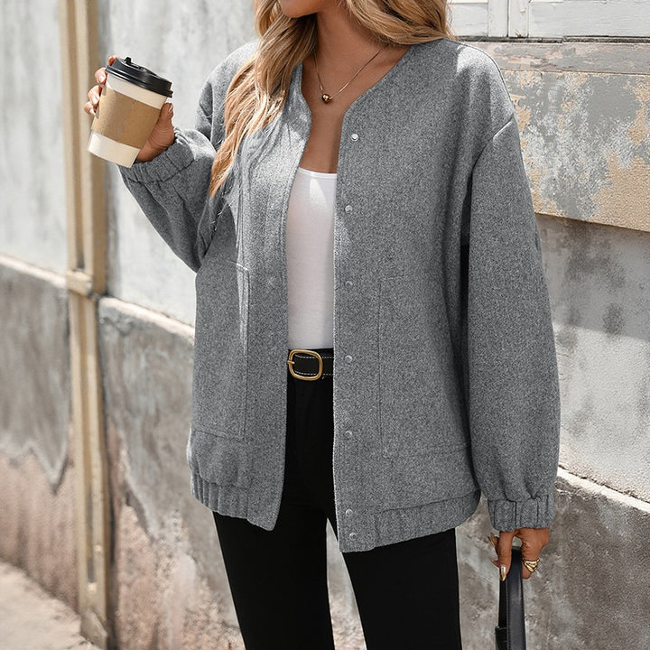 Damen Oversized Wolljacke mit Knopfdetails Drune