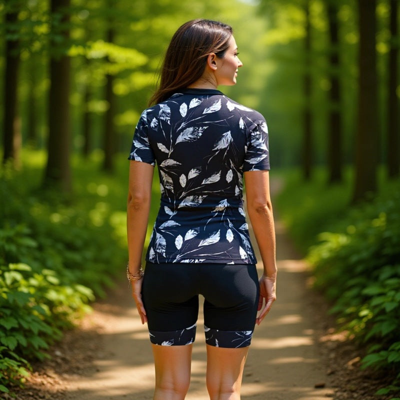 Damen Sportlicher Kurzarm Schwimmanzug mit floralem Muster Drune