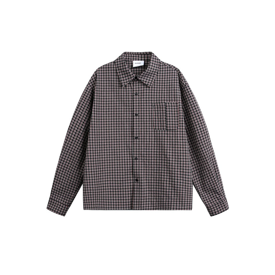 Unisex Geradlinige Overshirt-Hemdjacke im feinen Karodessin Drune