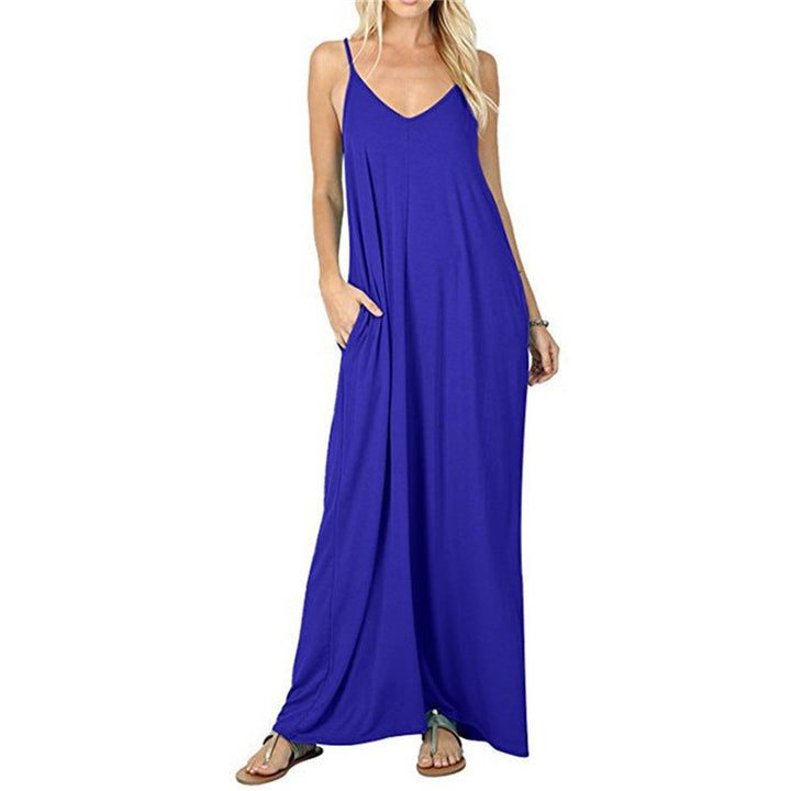 Damen Maxikleid mit spaghettiträgern und praktischen seitlichen Taschen Drune