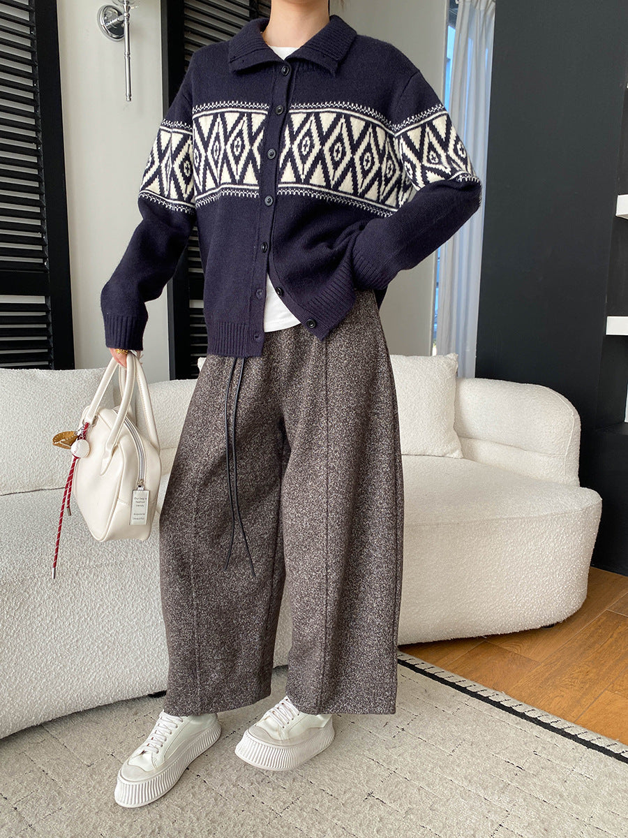 Damen gemütliche Strickjacke mit dekorativen Knöpfen und Taschen Drune