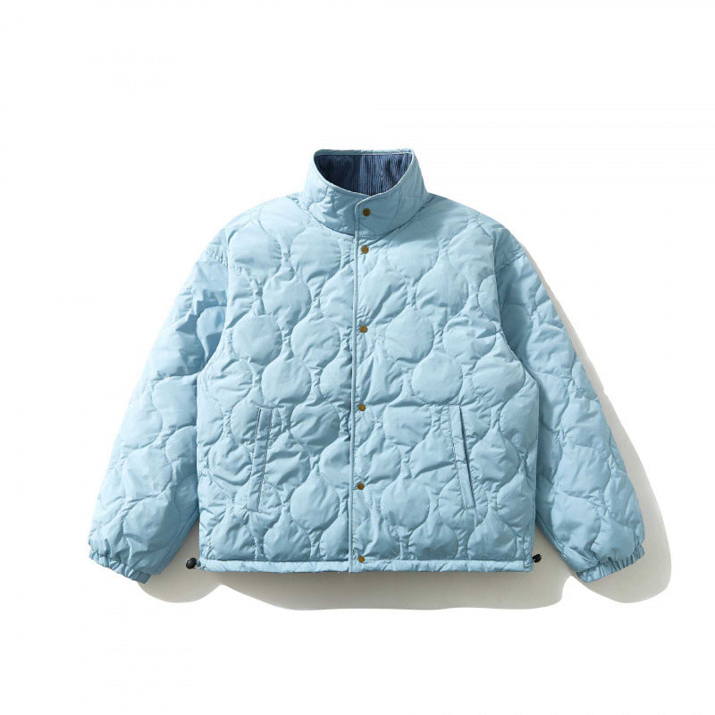 Herren Wattierte Cordjacke mit Stehkragen, Druckknopfverschluss und elastischem Saum Drune