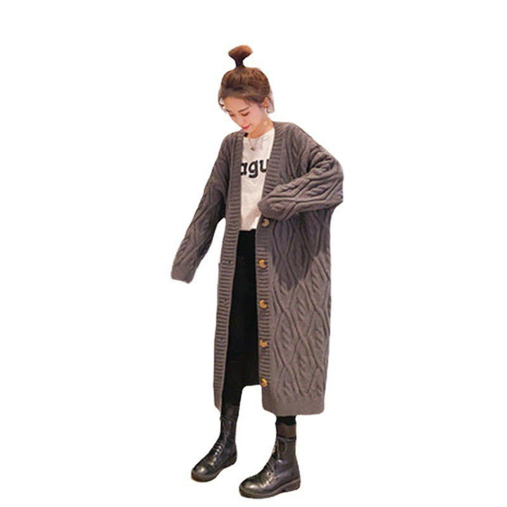 Damen Grobstrick-Cardigan mit XL-Knopfverzierung und lässiger Oversized-Passform Drune