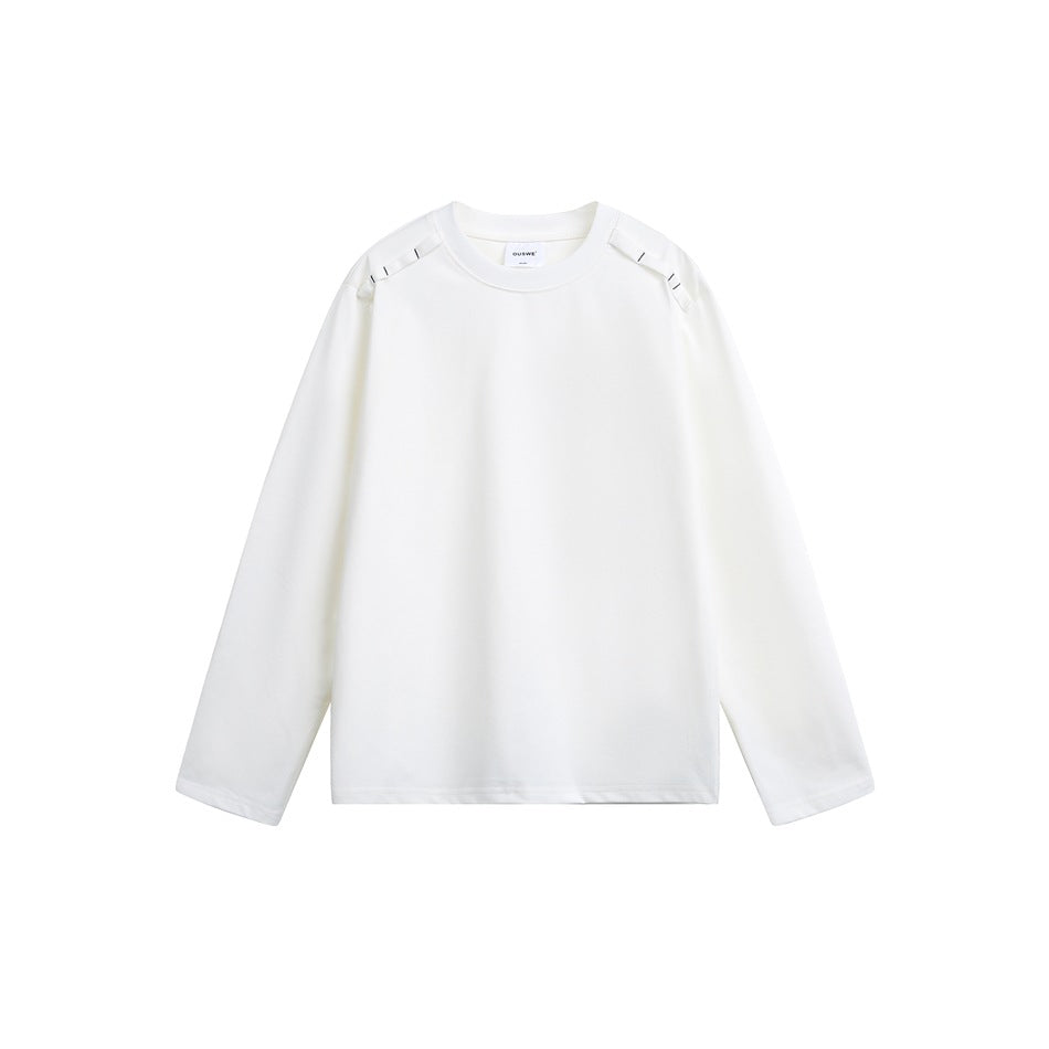 Unisex Langärmliges Oversize-T-Shirt mit Rundhals und dekorativem Schulterdetail Drune