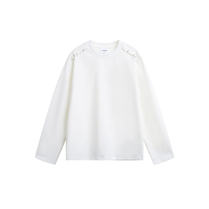 Unisex Langärmliges Oversize-T-Shirt mit Rundhals und dekorativem Schulterdetail Drune