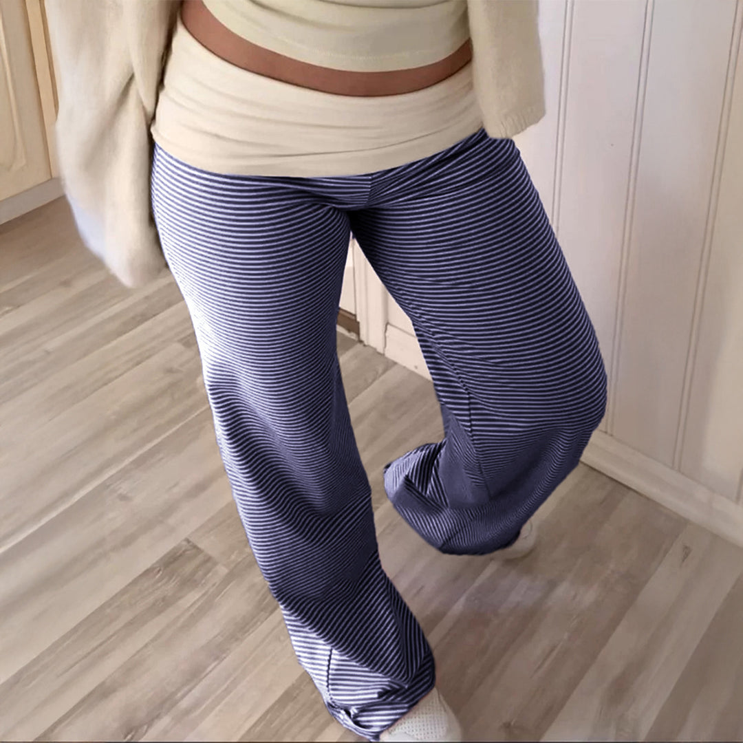 Damen nan weite Palazzo-Loungehose mit hohem Bund und elastischem Comfort-Stretch Drune