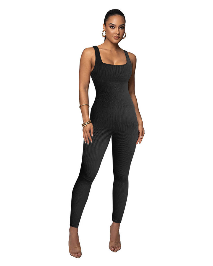 Damen Figurbetonter Strick-Jumpsuit mit Quadrat-Ausschnitt Drune