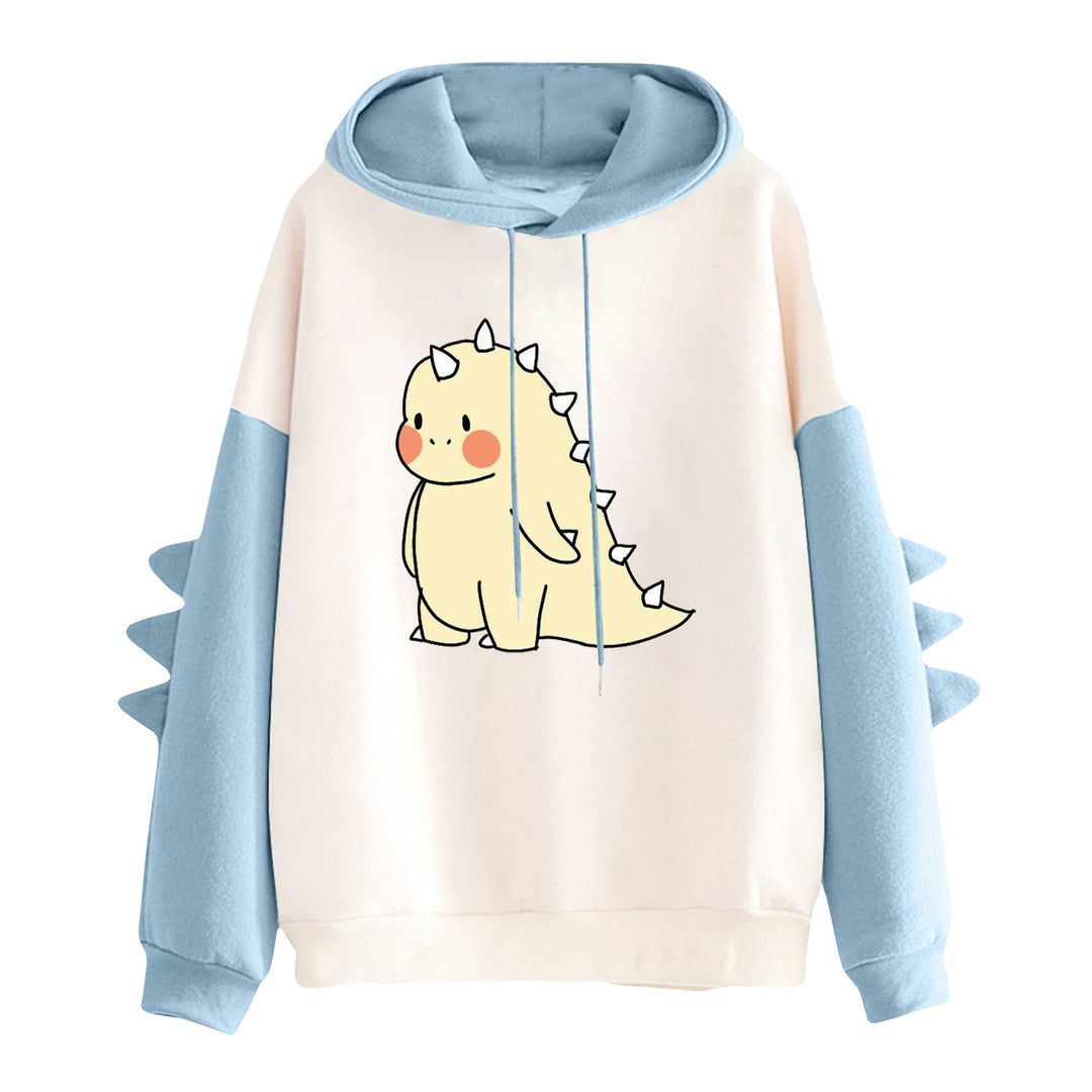 Damen nan Kapuzenpullover mit niedlichem Dinosaurier-Print und dreidimensionalen Ärmeldetails Drune