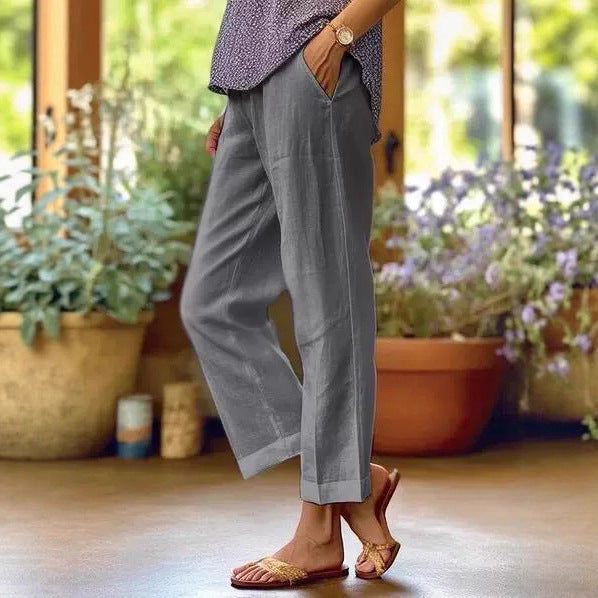 Damen Leinenhose mit weitem Schnitt und praktischen Taschen Drune