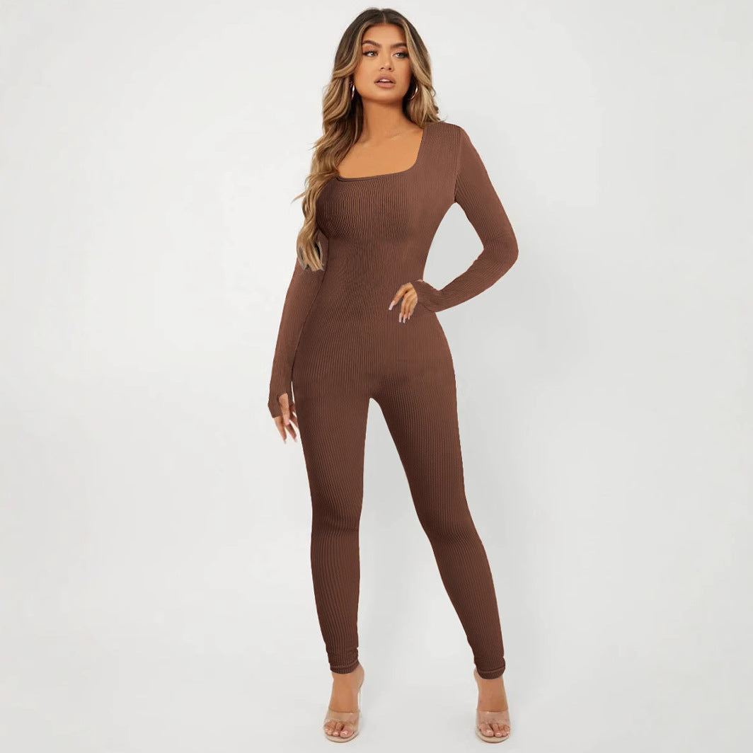 Damen Langarm Jumpsuit im eleganten Rippenmuster Drune