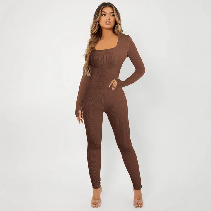 Damen Langarm Jumpsuit im eleganten Rippenmuster Drune