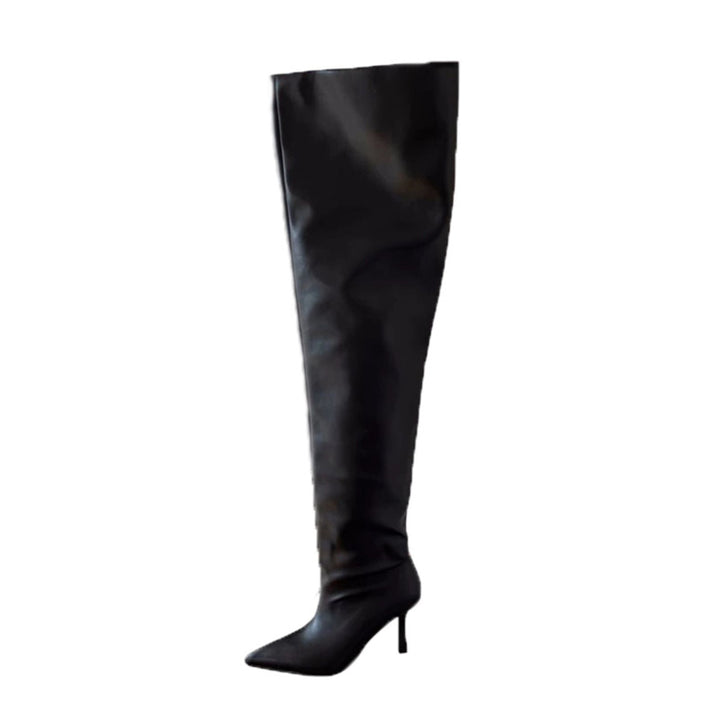 Damen Slouchy Overknee-Stiefel mit spitzer Zehenlinie und schlankem Stiletto-Absatz Drune
