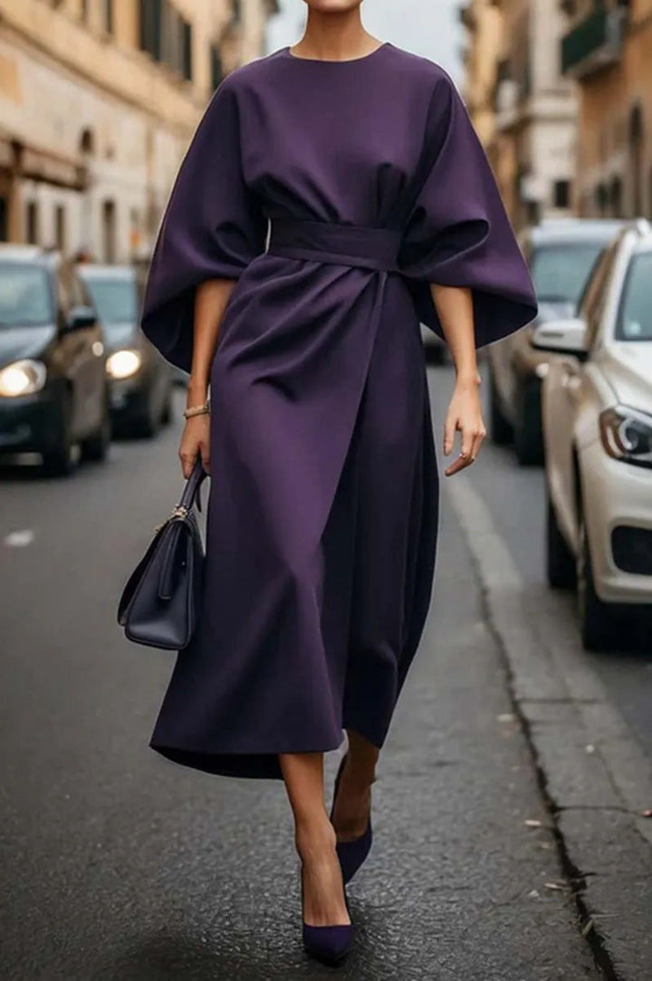 Damen Elegantes Maxikleid mit innovativem Schnitt und voluminösen Ärmeln Drune