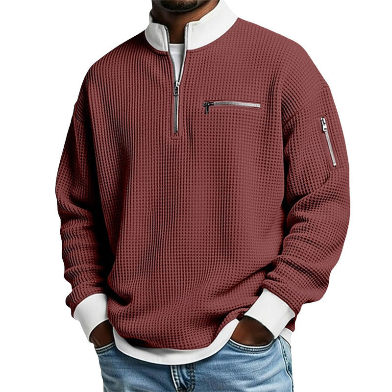 Herren Sportlicher Quarter-Zip Pullover mit strukturiertem Muster Drune