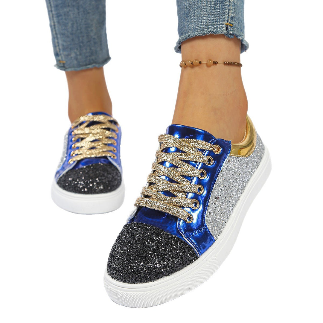 Damen Glitzer-Sneaker mit Metallic‑Einsätzen und gepolsterter Plateausohle Drune