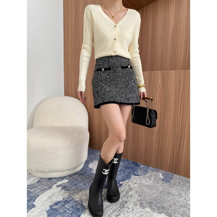 Damen lässiger Cardigan im Rippenstrick-Stil mit zarten Knöpfen Drune