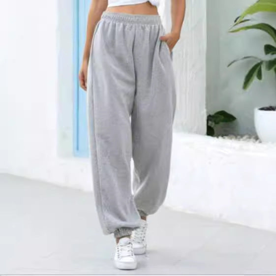 Damen nan weite Jogginghose mit hohem Bund elastischen Bündchen und Seitentaschen Drune