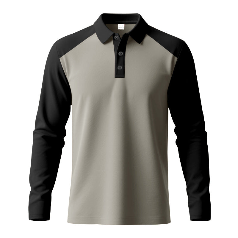 Herren Sportliches Langarmpoloshirt mit Kontrastärmel Drune
