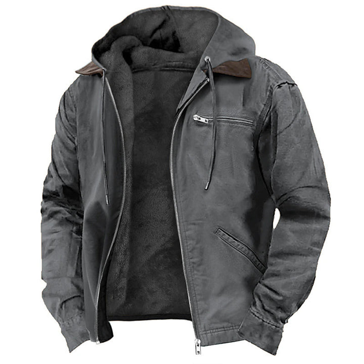 Herren Gefütterte Fieldjacke mit Kapuze und Sherpa-Futter Drune