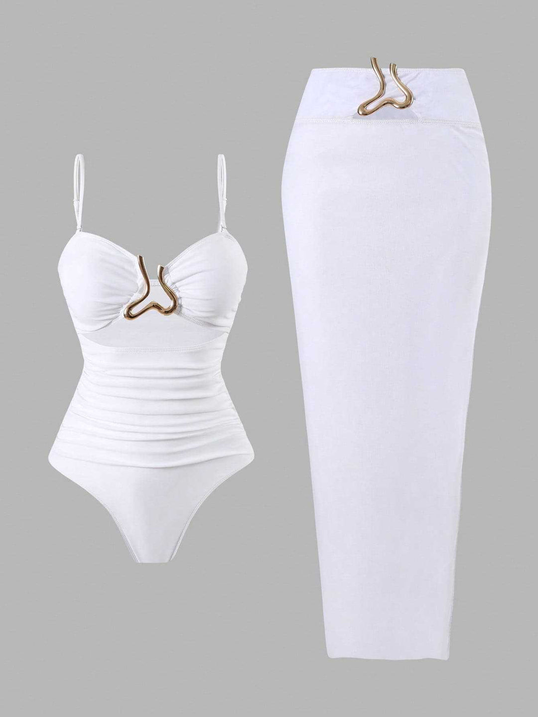 Damen Eleganter Badeanzug mit schickem Wrap-Rock Drune