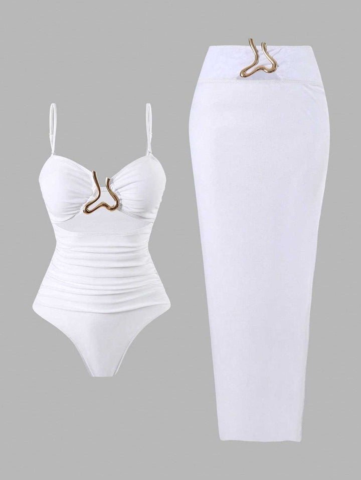 Damen Eleganter Badeanzug mit schickem Wrap-Rock Drune